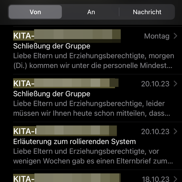 Email: Kita geschlossen
