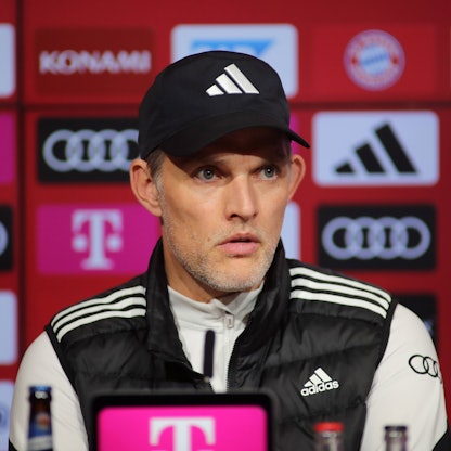 Bayern-Trainer Thomas Tuchel auf einer Bayern-PK.