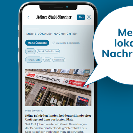 Ein Smartphone-Display zeigt die neue Funktion „Meine Region“.