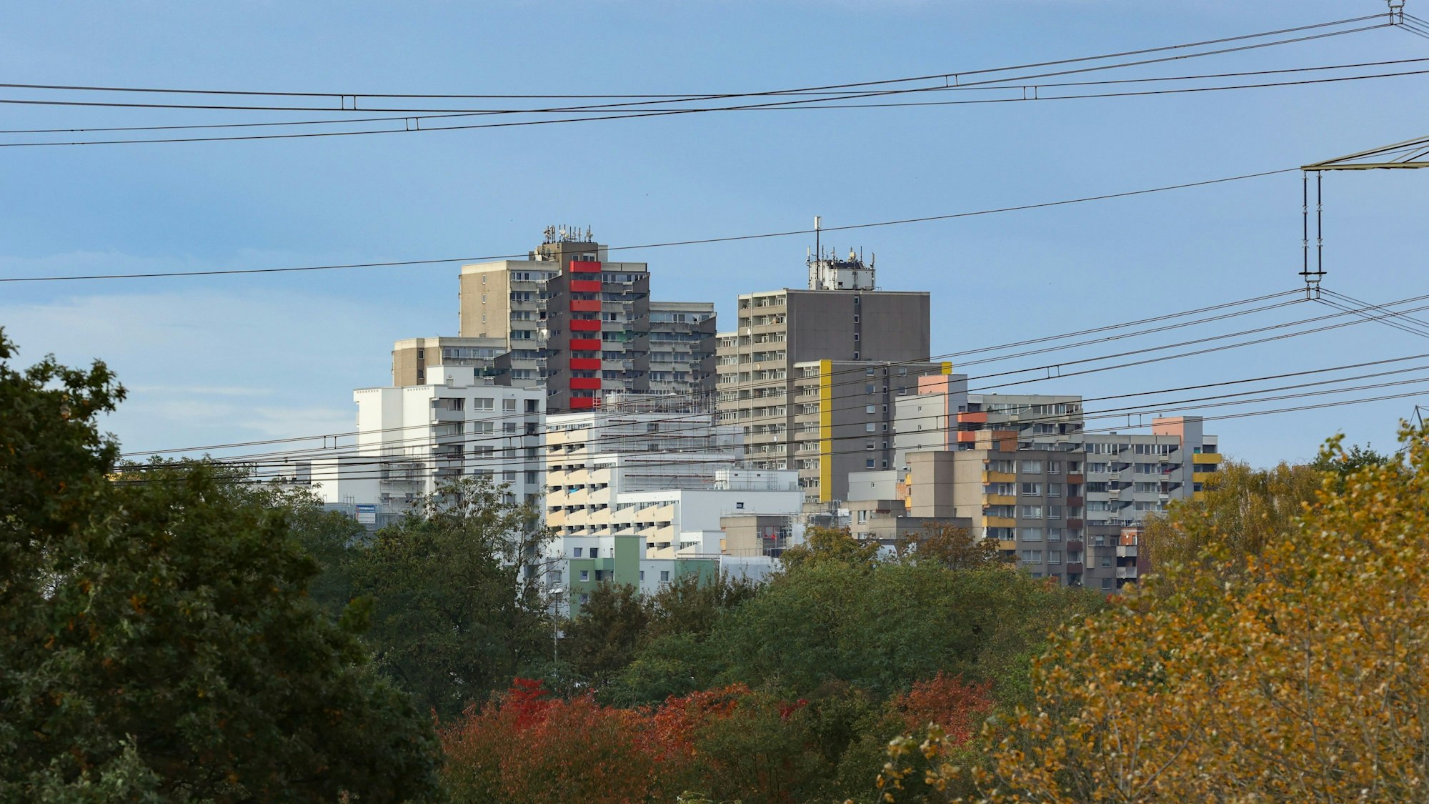 25.10.2023
Köln:
Chorweiler mit herbstlich gefärbten Laub im Vordergrund
Foto: Martina Goyert