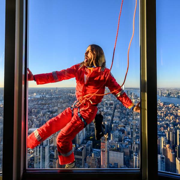 US-Schauspieler Jared Leto klettert am Empire State Building.
