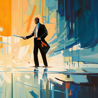 Illustration: Zwei Männer im Smoking treffen sich zum Duell.