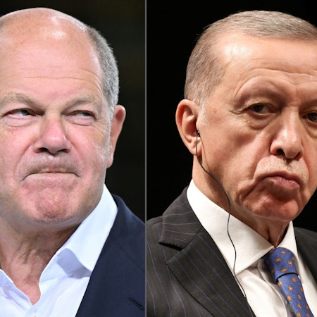 Bundeskanzler Olaf Scholz trifft den türkischen Staatspräsidenten Recep Tayyip Erdogan am 17. November 2023