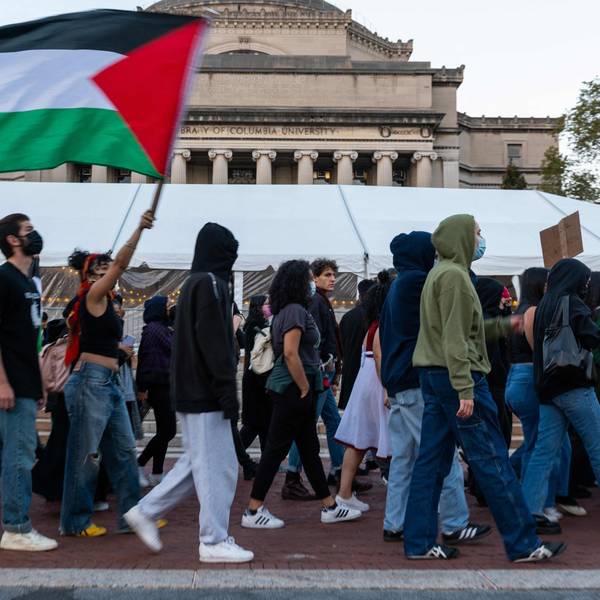 Studierende der University of Columbia an einer Pro-Palästina-Demo teil.