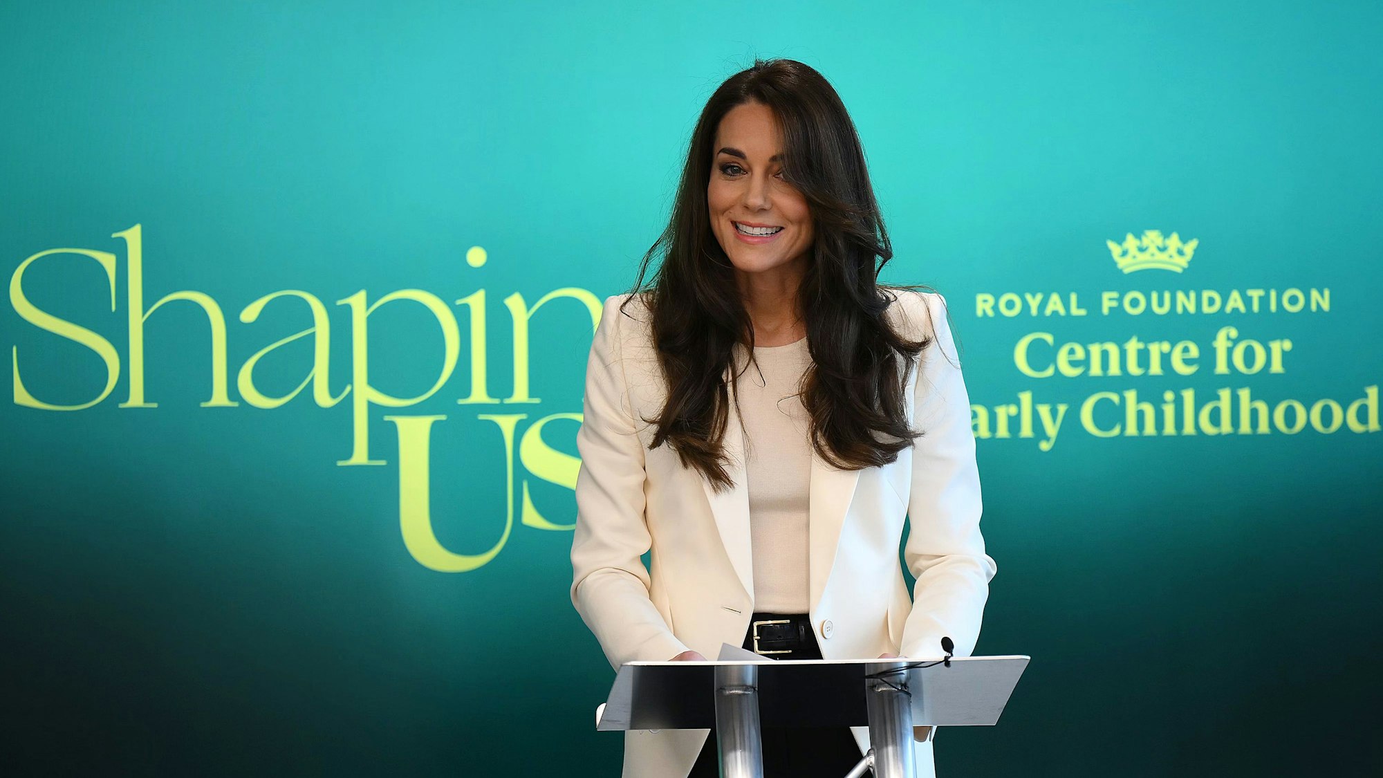 Prinzessin Kate im März 2023 bei einer Rede im Rahmen ihrer Kampagne „Shaping Us“.