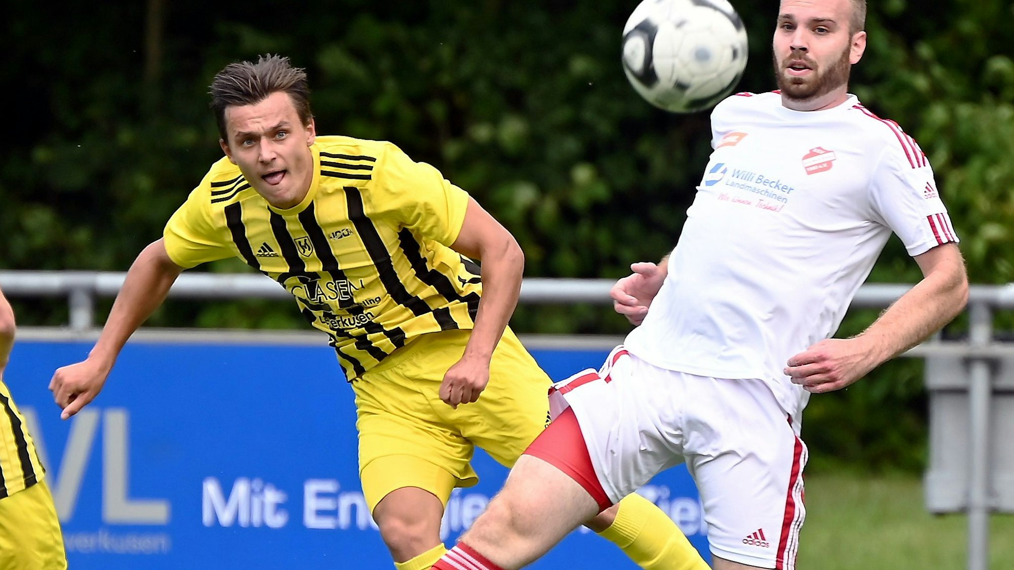 30.07.2023, Fussballk-SV Schlebusch-RW Ahrem
links: Justin Prensena (Schlebusch)
Foto: Uli Herhaus