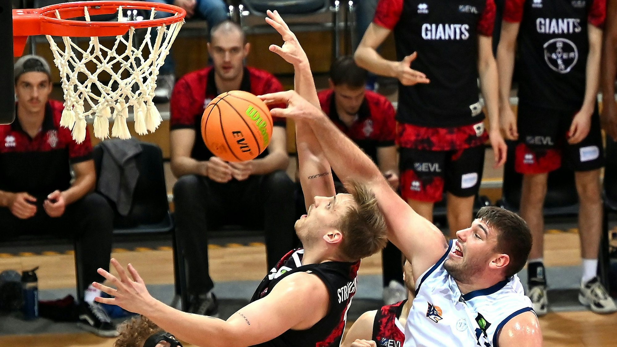 15.10.2023, Basketball-Bayer Giants Leverkusen-Rostock
mitte: Kevin Strangmeyer (Bayer)
Foto: Uli Herhaus