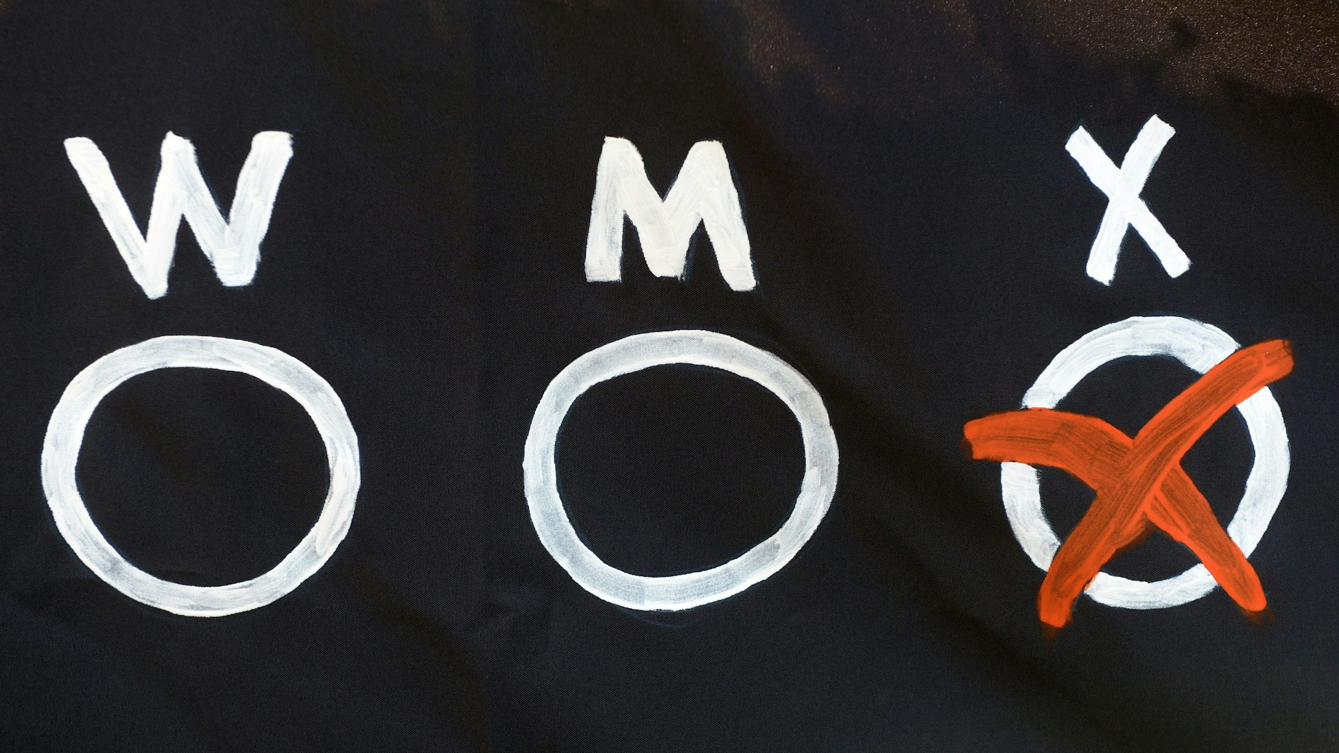 ARCHIV - 28.07.2014, Niedersachsen, Gehrden: Drei Möglichkeiten für einen Geschlechtseintrag - "W", "M" und "X" - sind auf einem Banner der Initiative «dritte Option» zu sehen. Der Bundesrat hat eine ganze Reihe von Änderungen an dem von der Bundesregierung beschlossenen Entwurf für ein Selbstbestimmungsgesetz vorgeschlagen. Foto: Peter Steffen/dpa +++ dpa-Bildfunk +++