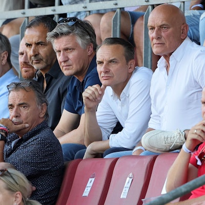 FC Viktoria Köln vs. RW Essen, 3. Liga, oben von rechts: Willy Scheer, Holger Kirsch (Viktoria), 23.08.2023, Bild: Herbert Bucco