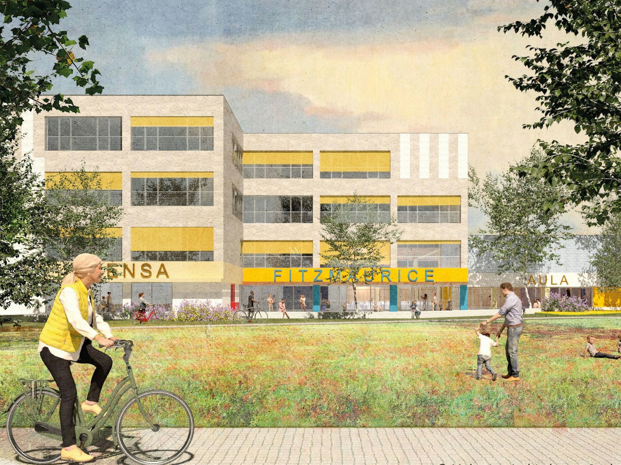 Visualisierung der neuen Gesamtschule Ossendorf