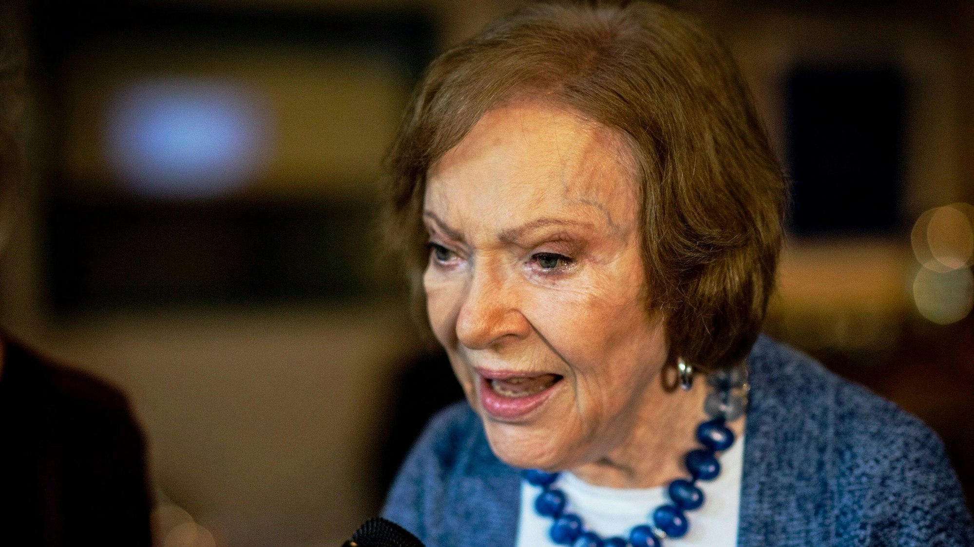 Die ehemalige First Lady der USA, Rosalynn Carter, spricht zur Presse bei einer Konferenz im Carter Center.