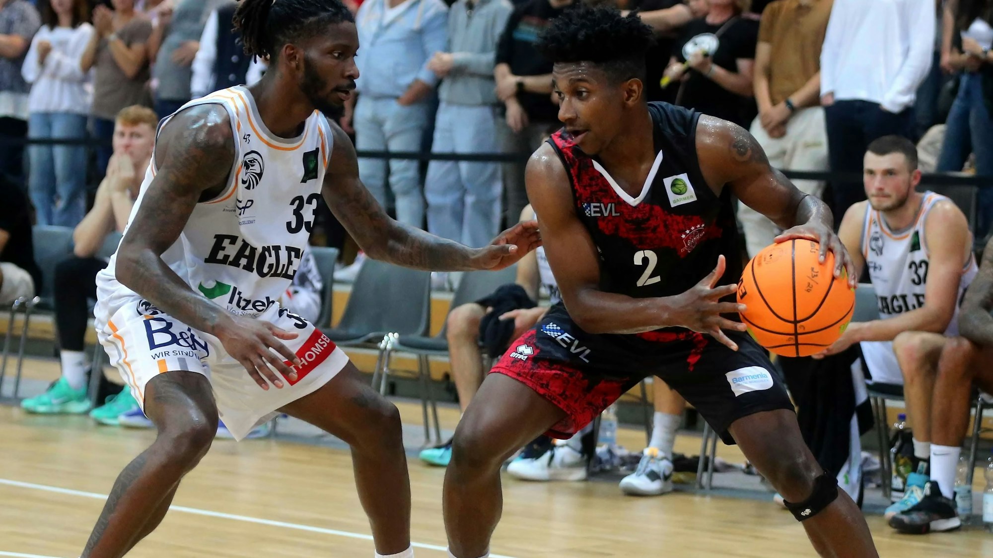 03.10.2023,-Basketball-Bayer Leverkusen-Itzehoe
rechts: Trey Mcbride (Bayer)
Foto: Uli Herhaus