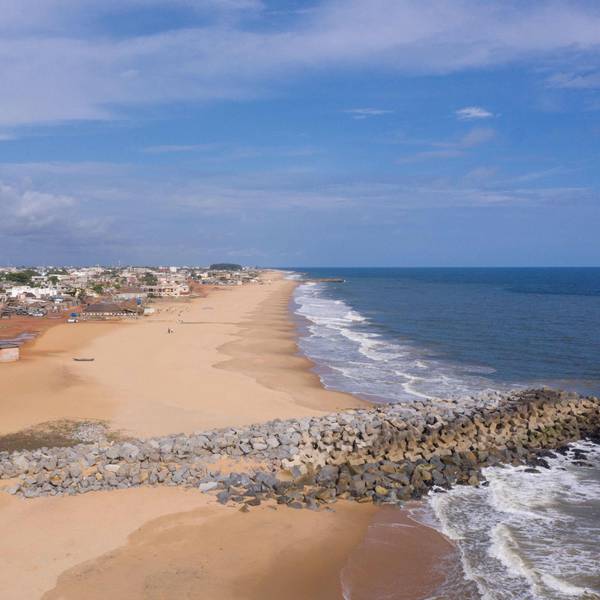 Atlantikküste in Benin: Das Land hat Millionen in die Küstenbefestigung investiert, um Landerosion zu verhindern.