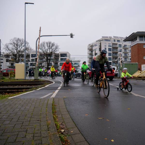 Auf dem Foto sind Teilnehmer der Fahrraddemo zu sehen.