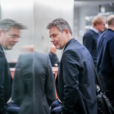 Wirtschaftsminister Robert Habeck (Grüne) am Rande einer Sitzung des Haushaltsausschusses.