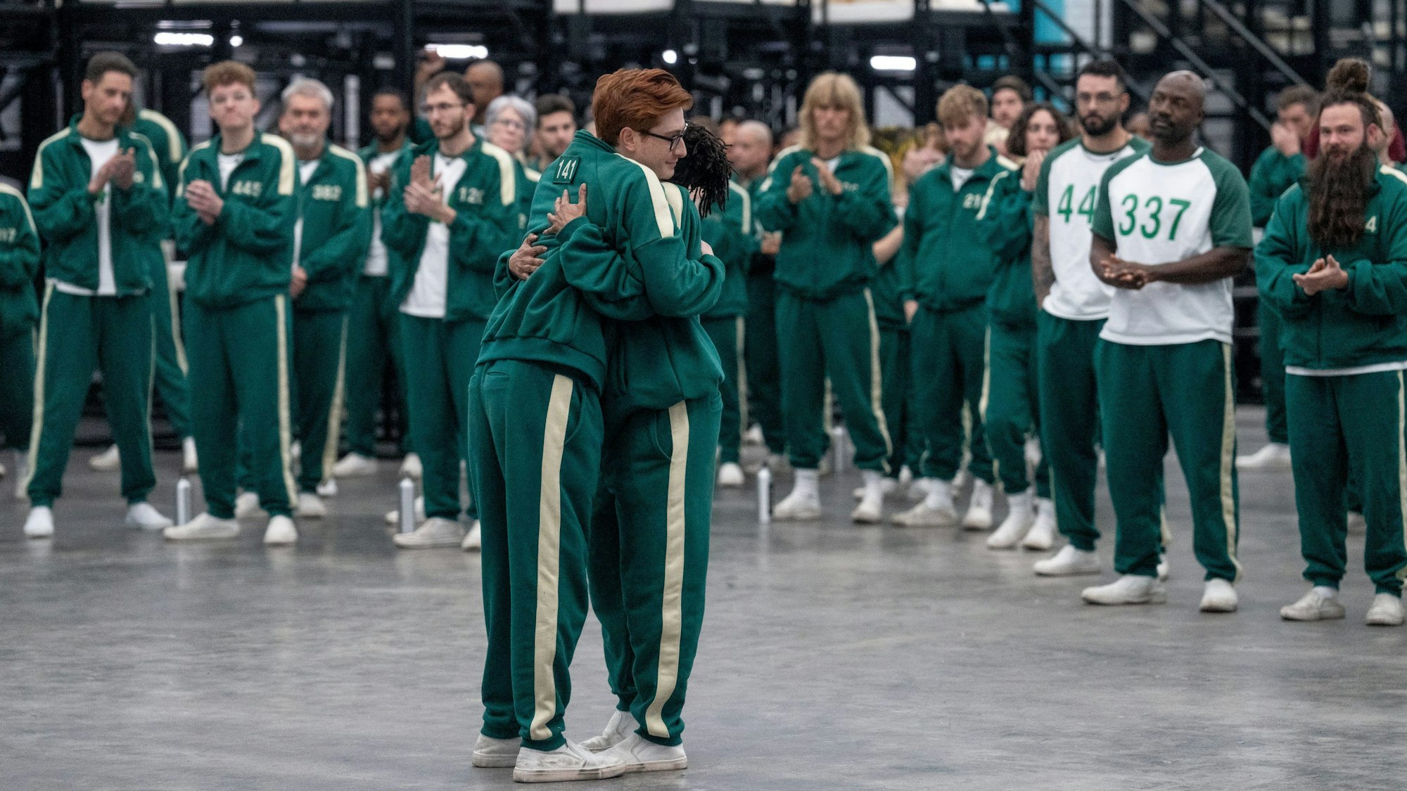 HANDOUT - 30.01.2023, ---, --: Episode 105 von Netflix "Squid Game: The Challenge" (zu dpa: «Netflix startet Gameshow «Squid Game: The Challenge»») Foto: Pete Dadds/Netflix © 2023/dpa - ACHTUNG: Nur zur redaktionellen Verwendung im Zusammenhang mit einer Berichterstattung über die Sendung und nur mit vollständiger Nennung des vorstehenden Credits +++ dpa-Bildfunk +++