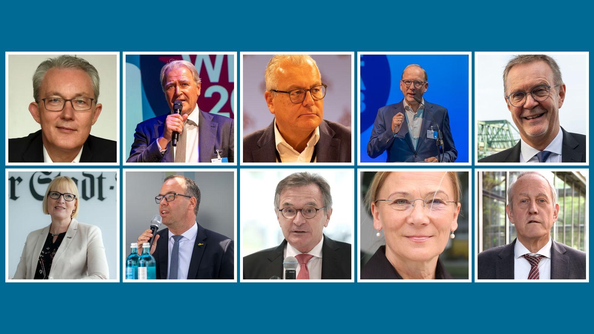 Die Topverdiener der städtischen Unternehmen: Ulrich Voigt, Gerald Böse, Dieter Steinkamp, Timo von Lepel, Uwe Wedig, Stefanie Haaks, Torsten Schrank, Peter Mooren, Kathrin Möller, Louwrens Langevoort