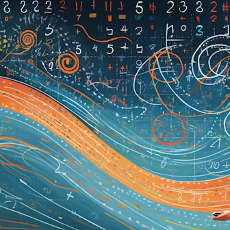 Illustration: Mathematikerin vor einer Tafel