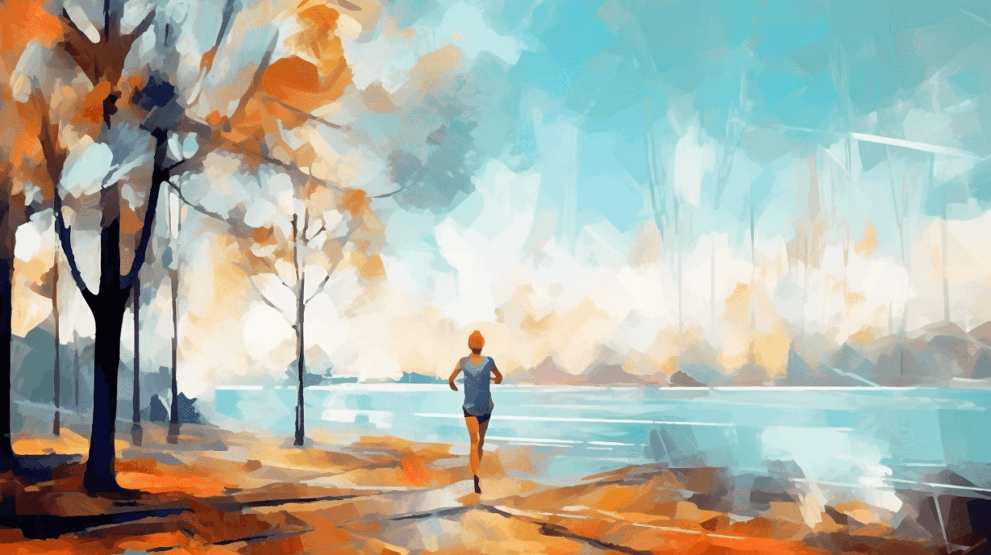 Illustration: Eine Frau joggt an einem Fluss