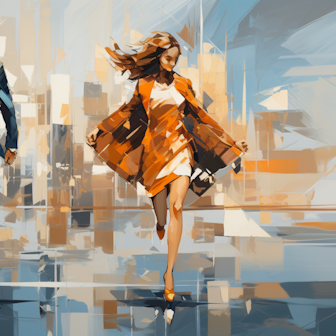 Illustration: Eine Frau und ein Mann rennen.