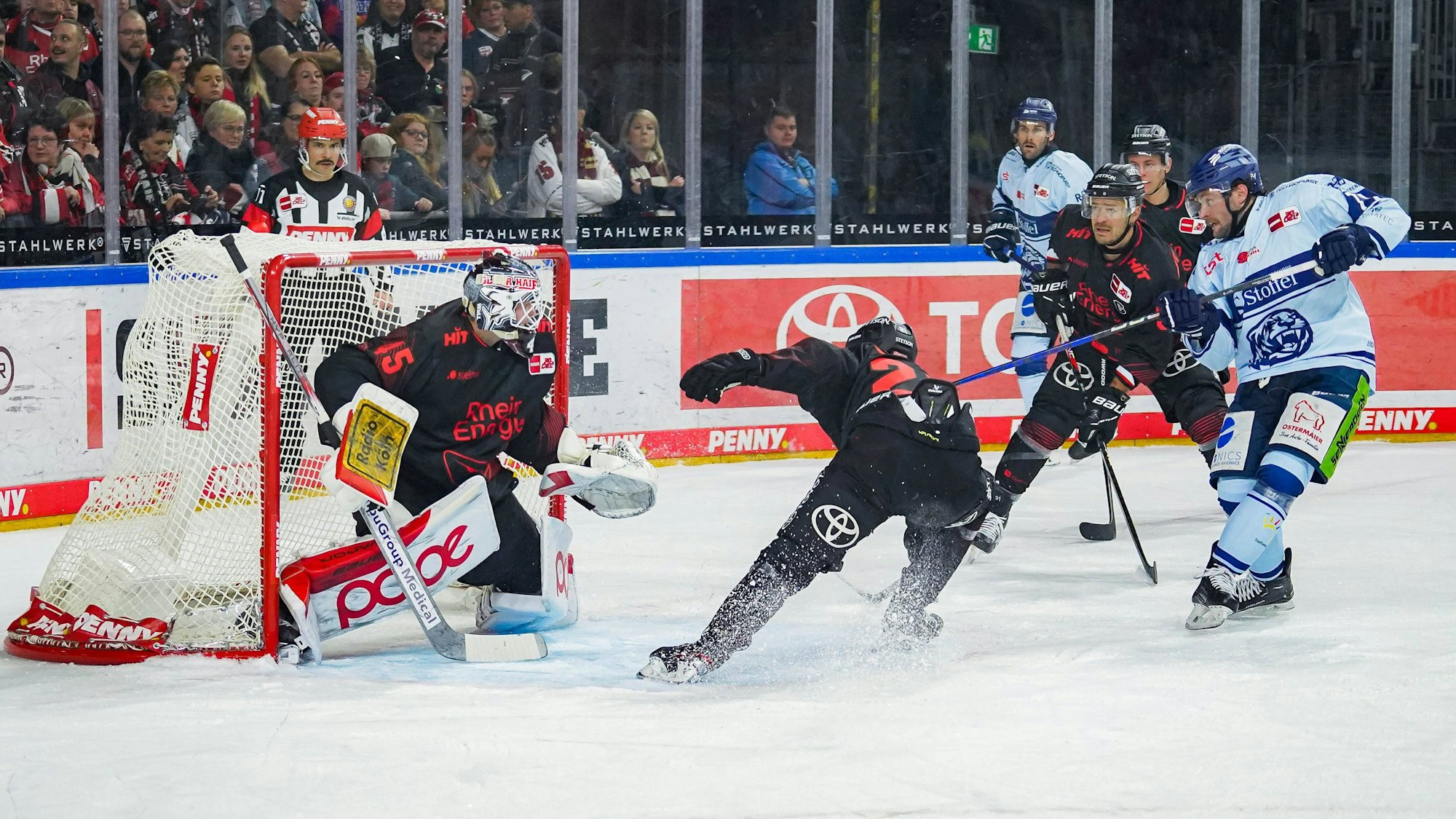 Eishockey Penny-DEL 21.Spieltag Kölner Haie - Straubing Tigers am 24.11.2023 in der Lanxess Arena in Köln Tyler Sheehy Straubing , rechts außen - erzielt den Treffer zum 0:2