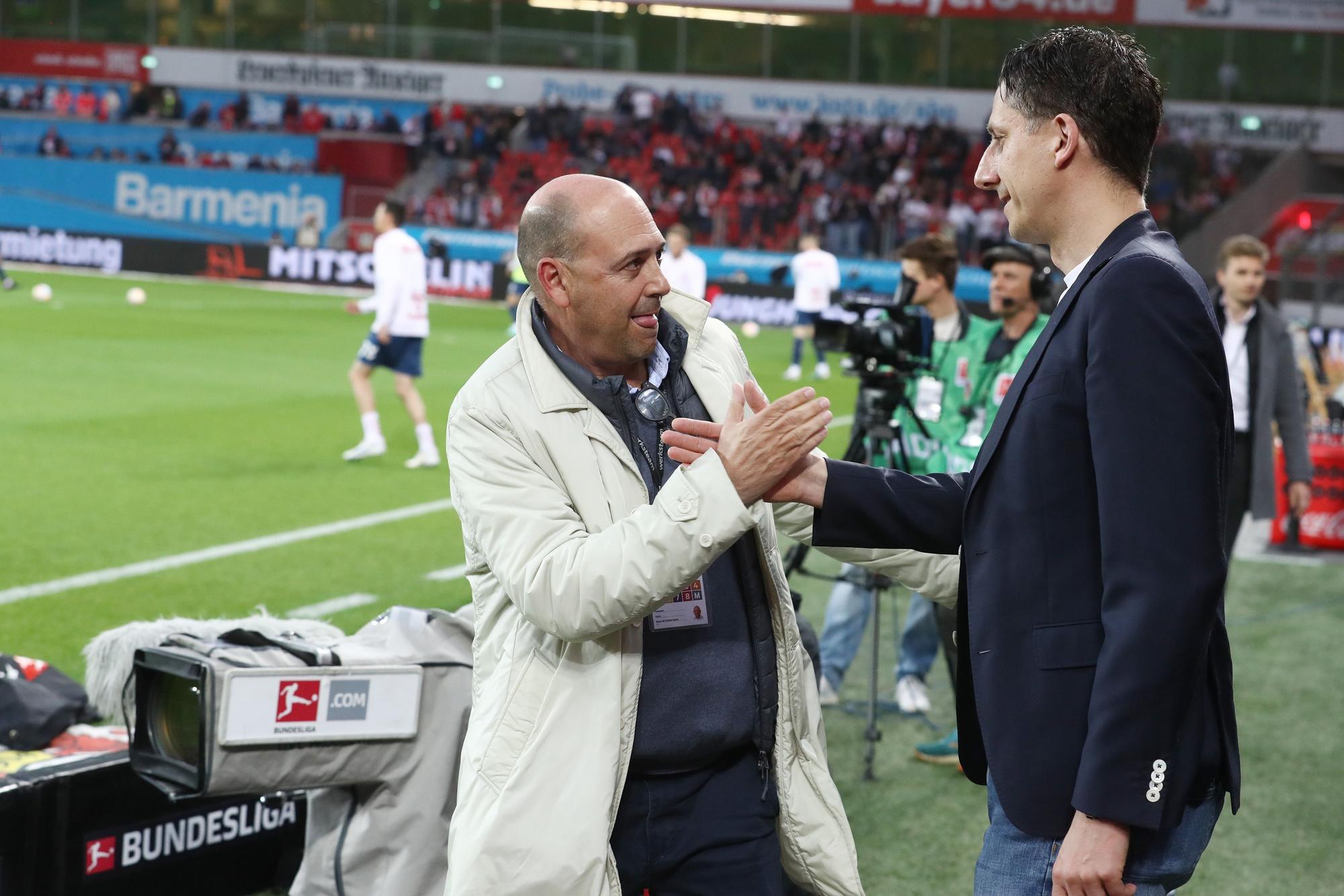 Bayer-Boss Fernando Carro und FC-Sportgeschäftsführer Christian Keller.