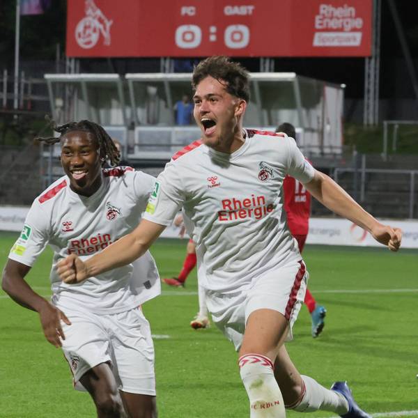 1. FC Köln Amateure (U21) vs. FC Wegberg-Beeck, Regionalliga West, Saison 2023/24, Jubel nach dem Tor zum 1:0 durch Rijad Smajic (1. FC Köln), 07.10.2023, Bild: Herbert Bucco
