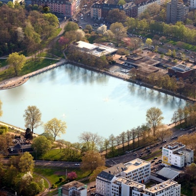 Luftaufnahme vom Aachener Weiher.
