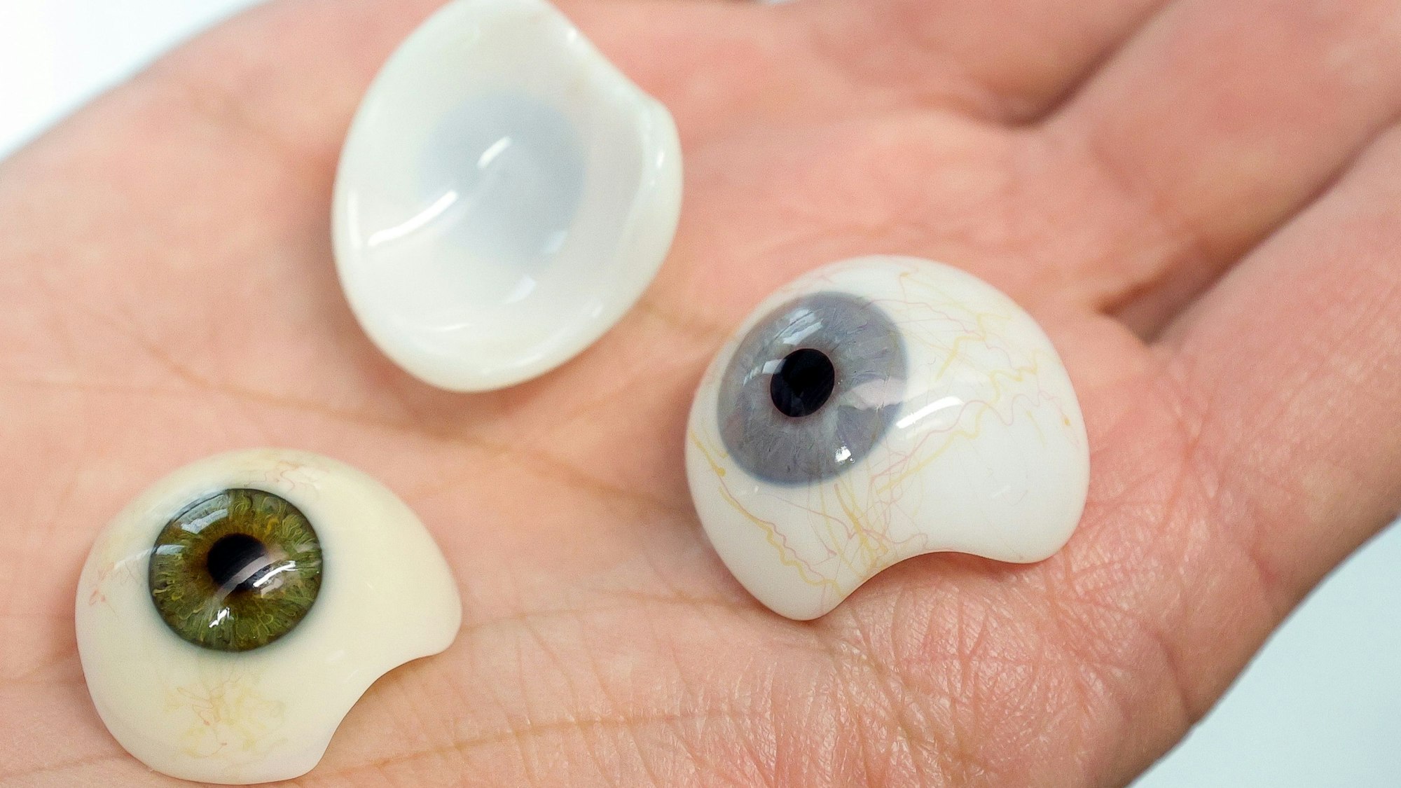 In einem letzten Arbeitsschritt werden die Augen in eine Halbschalenform gebracht.