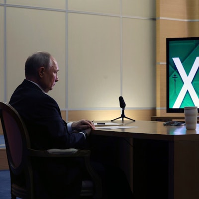 Kremlchef Wladimir Putin bei seiner Videoschalte zum Weltkonzil des russischen Volkes am 28. November. „Wir sind stärker geworden“, verkündete der russische Präsident.