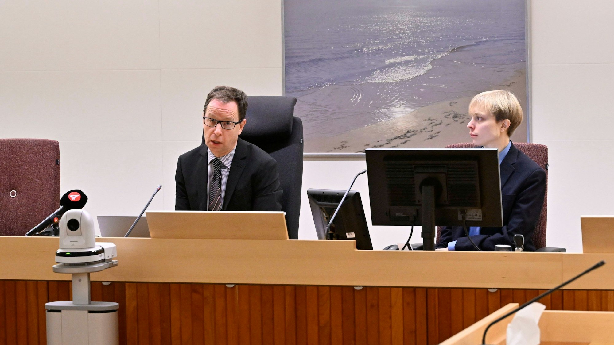 Press meeting with the chairman of the court, Lars Holmgard, after the Uppsala District Court announced the verdict in the case of a 16-year-old girl and four teenage brothers accused of murdering a 26-year-old taxi driver who was found hanged in a nature reserve outside Enköping.