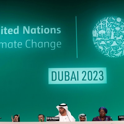 Sultan al-Dschaber  Vorsitzender der UN-Klimakonferenz, nimmt an der Eröffnungssitzung teil.
