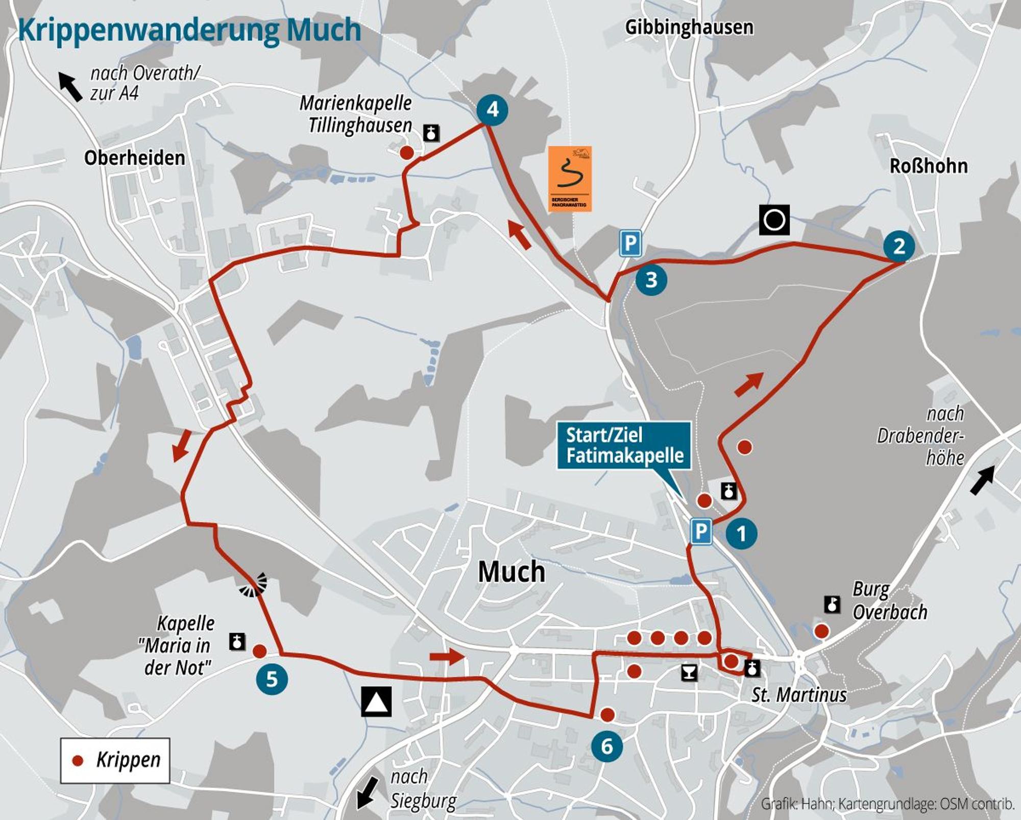 Karte Krippenwanderung in Much
