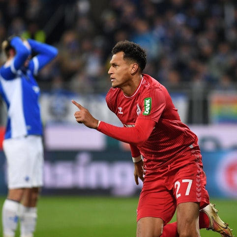Matchwinner in Darmstadt: Davie Selke jubelt nach seinem Treffer zum 1:0 für den FC.