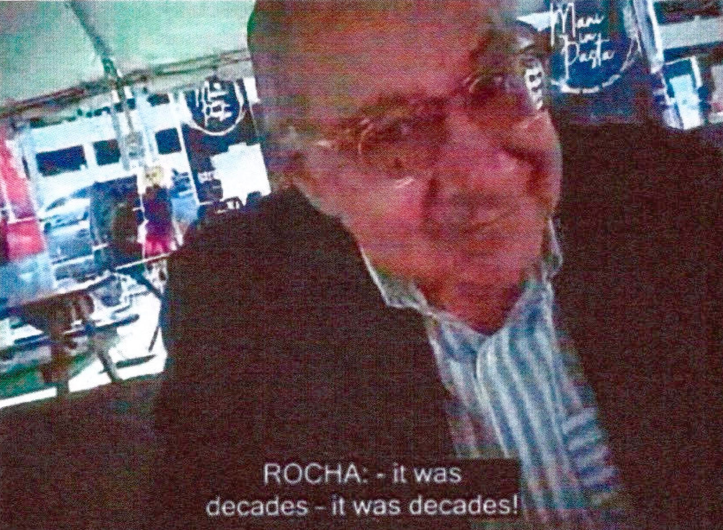 Dieses Bild, das vom Justizministerium zur Verfügung gestellt wurde und in der eidesstattlichen Erklärung zur Unterstützung einer Strafanzeige enthalten ist, zeigt Manuel Rocha bei einem Treffen mit einem verdeckten FBI-Mitarbeiter.