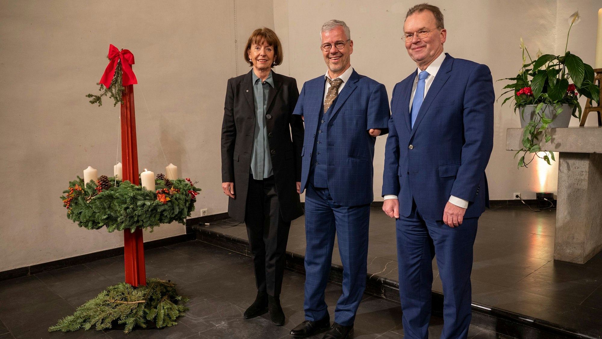 Henriette Reker, Rainer Schmidt und Bernhard Seiger beim Jahresempfang der Diakonie.