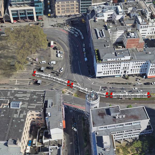 So könnte eine 90-Meter-Bahn vor dem Kölner Neumarkt aussehen