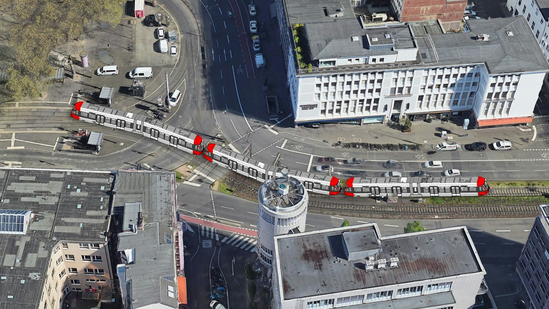 Wie eine 90-Meter-Bahn unmittelbar vor dem Kölner Neumarkt aussehen könnte.