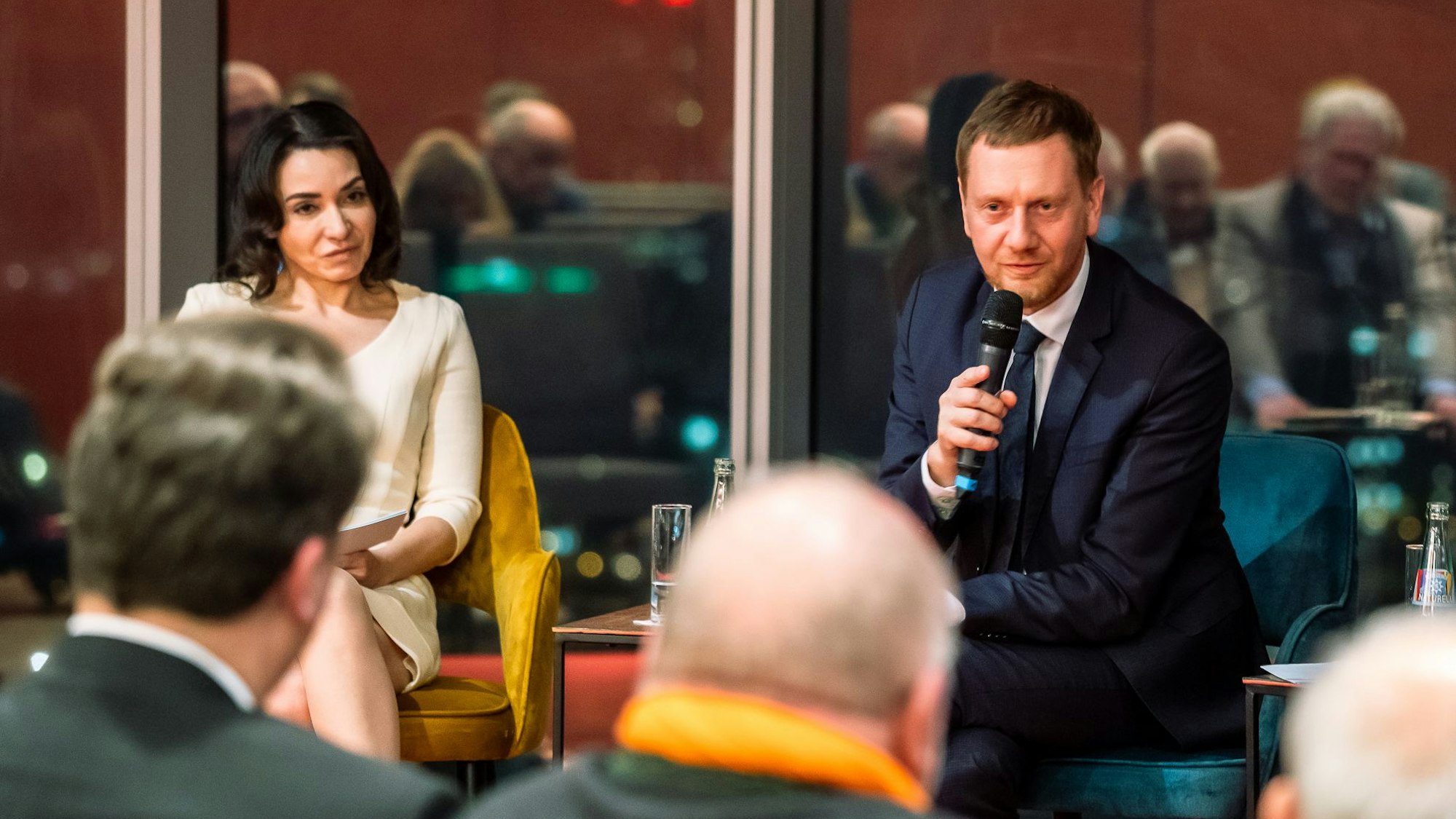 Sachens Ministerpräsident Michael Kretschmer und die Kölner CDU-Vizechefin Janina Jänsch.