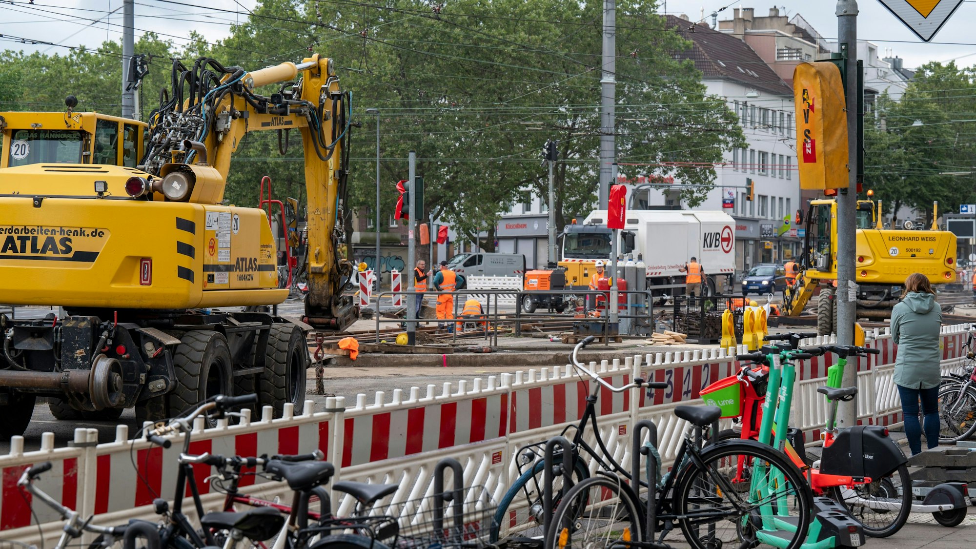 Gleisbauarbeiten an der Aachener Straße.