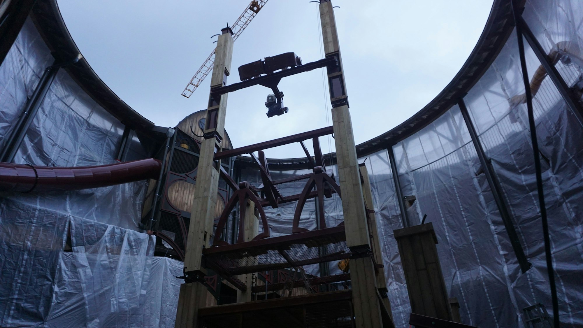 Bauarbeiten zum Aufbau der neuen Attraktion Avoras im Phantasialand.