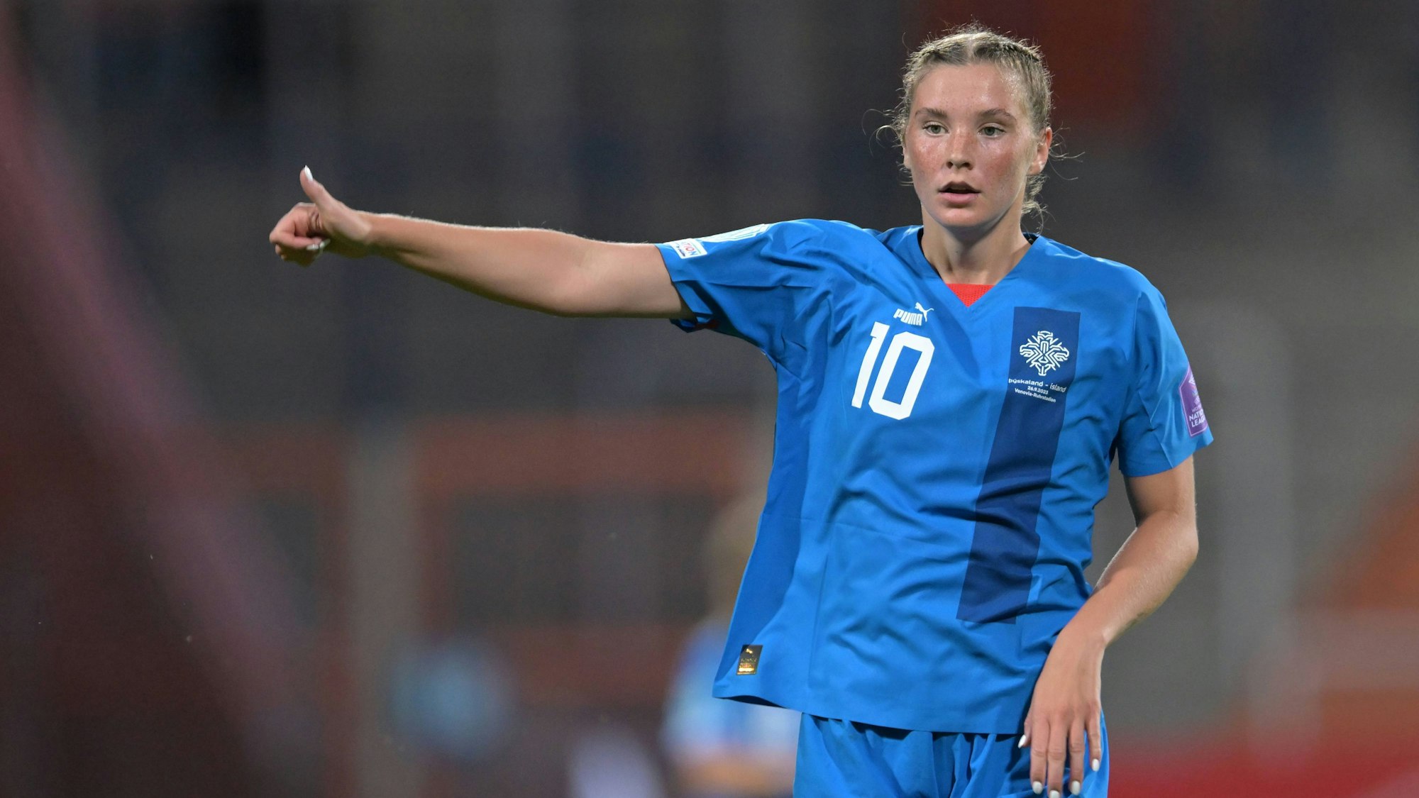 BOCHUM - Carolina Vilhjalmsdottir of Iceland during the UEFA Nations League women s match between Germany and Iceland at the Vonovia Ruhr Stadium on September 26, 2023 in Bochum, Germany. ANP Hollandse Hoogte GERRIT VAN COLOGNE UEFA Women s Nations League 2023/2024 xVIxANPxSportx/xGerritxvanxKeulenxIVx 479712305 originalFilename: 479712305.jpg