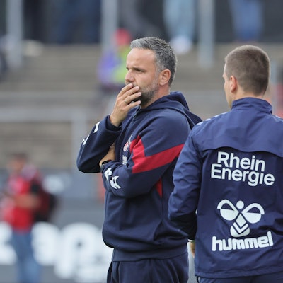 SC Fortuna Köln vs. 1. FC Köln U21, 4.Liga,     
Trainer Evangelos Sbonias (1. FC Köln), 01.08.2023, Bild: Herbert Bucco