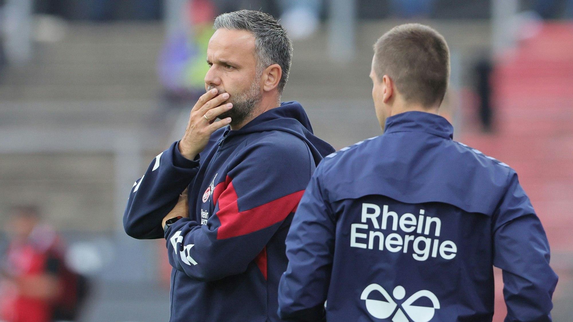 SC Fortuna Köln vs. 1. FC Köln U21, 4.Liga,
Trainer Evangelos Sbonias (1. FC Köln), 01.08.2023, Bild: Herbert Bucco