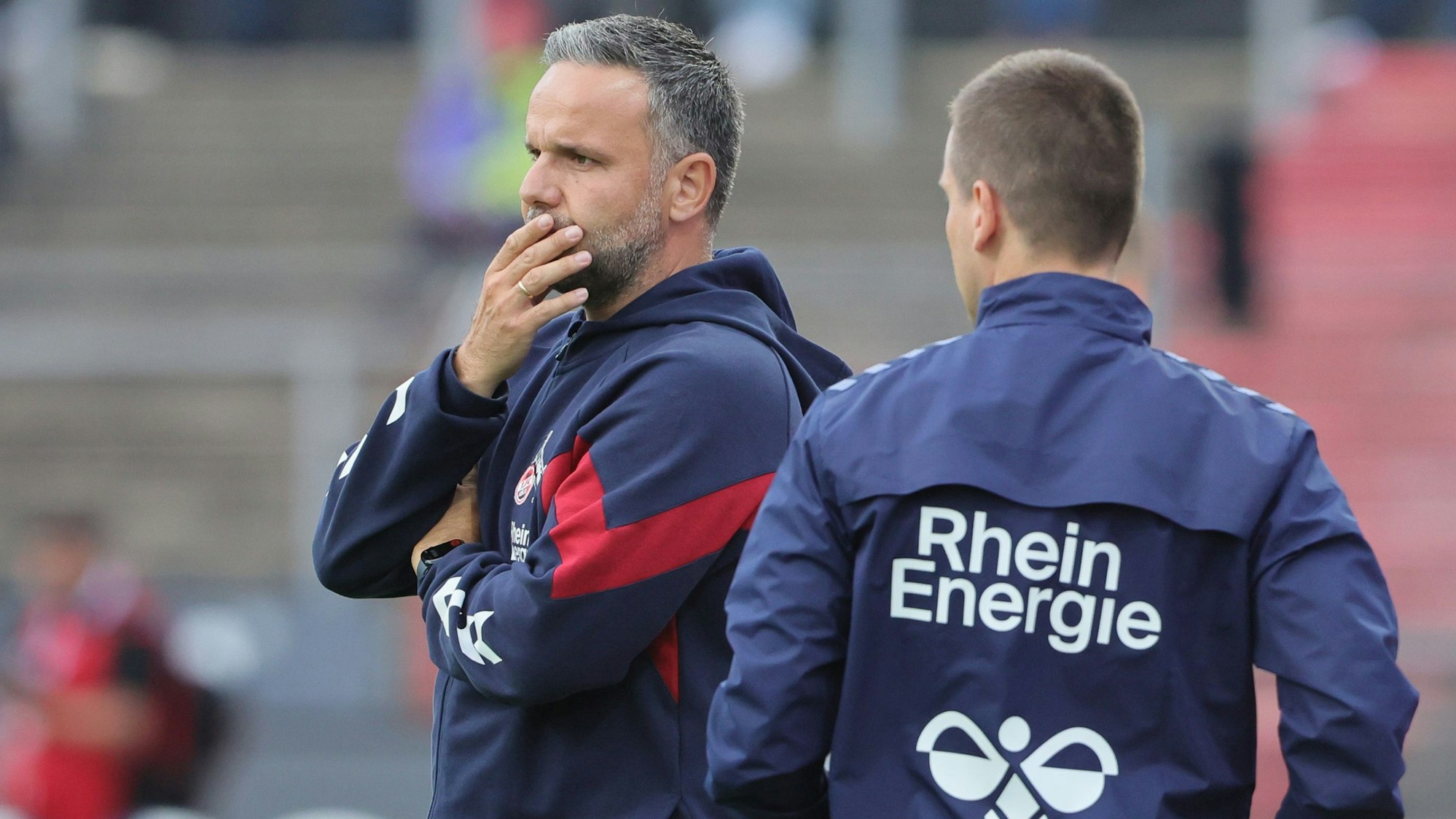 SC Fortuna Köln vs. 1. FC Köln U21, 4.Liga,
Trainer Evangelos Sbonias (1. FC Köln), 01.08.2023, Bild: Herbert Bucco