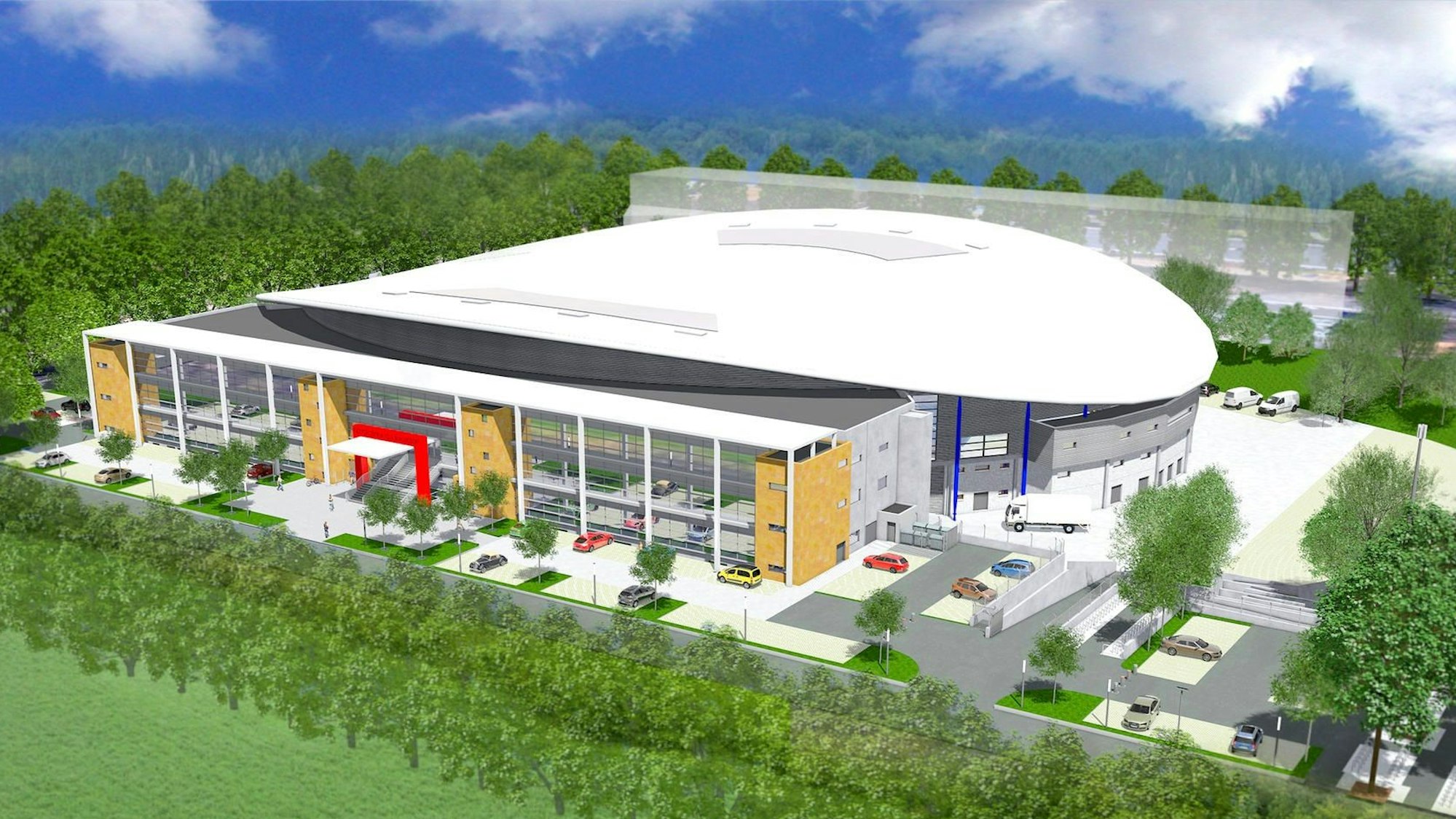 So soll das neue Kölner Radstadion mal aussehen. Die Eröffnung ist für Juli 2027 geplant.