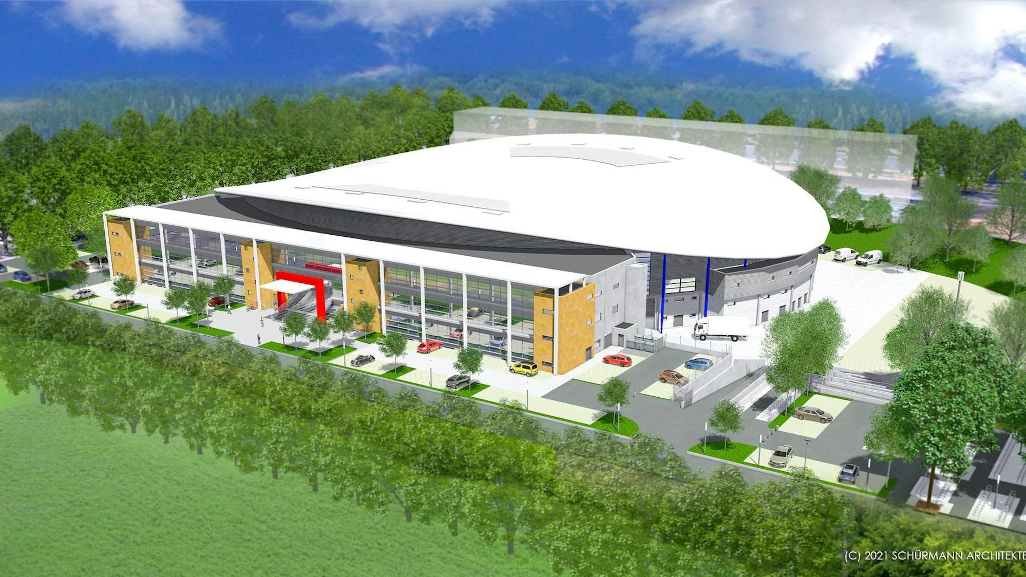 So soll das neue Kölner Radstadion aussehen.