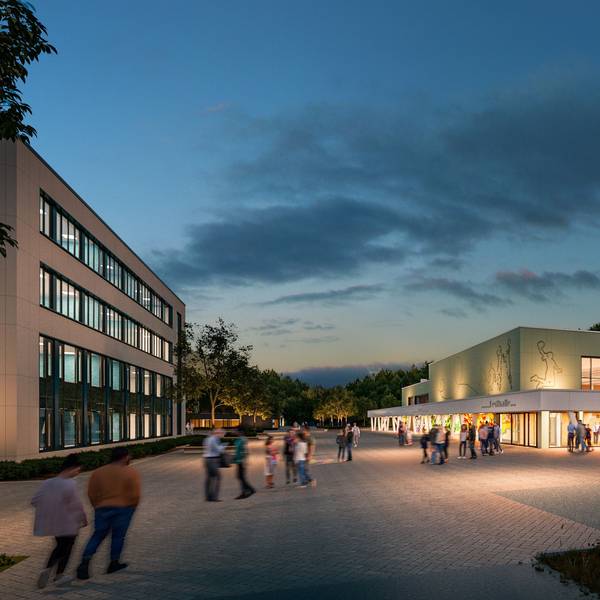 Visualisierung Pläne Gesamtschule Kürten rechts: Mehrzweckhalle, auch für Großveranstaltungen gedacht