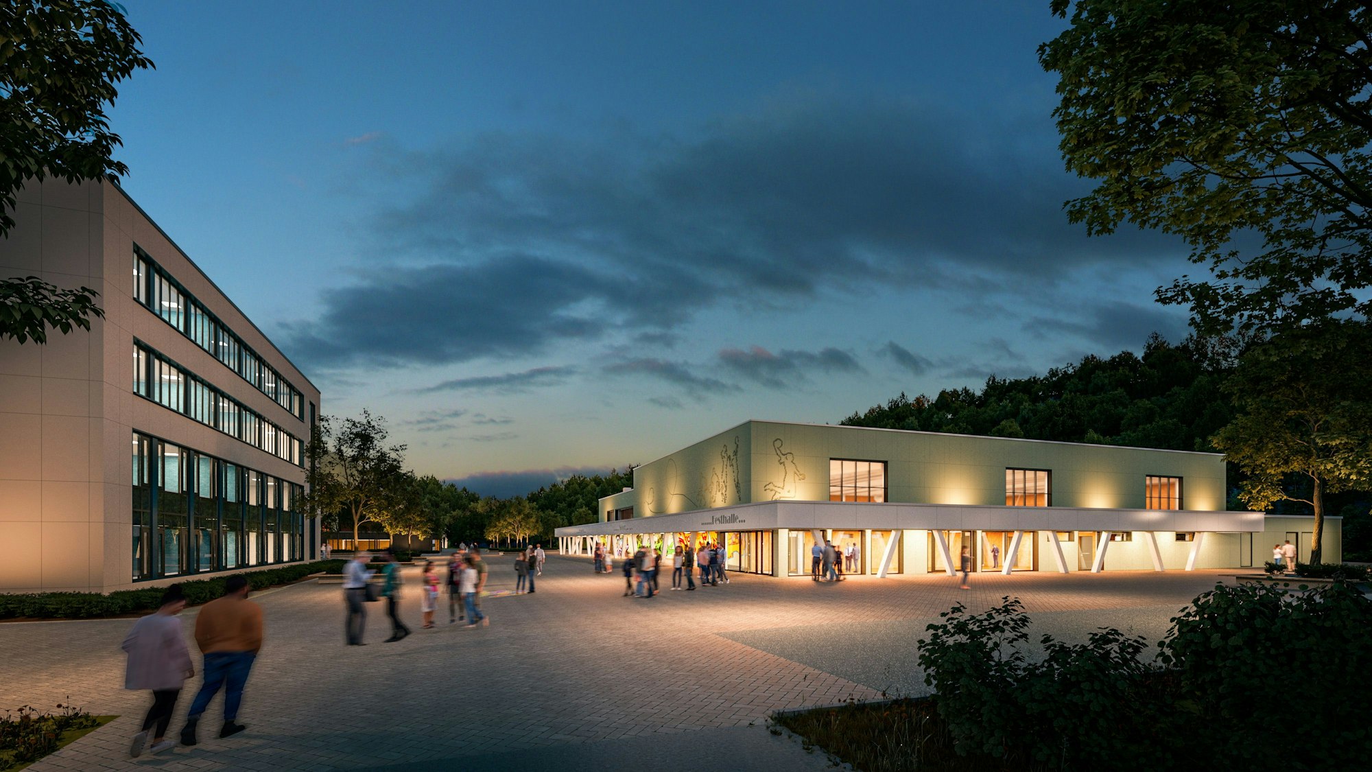 Die Skizze zeigt die Sülztalhalle Kürten nach der Fertigstellung