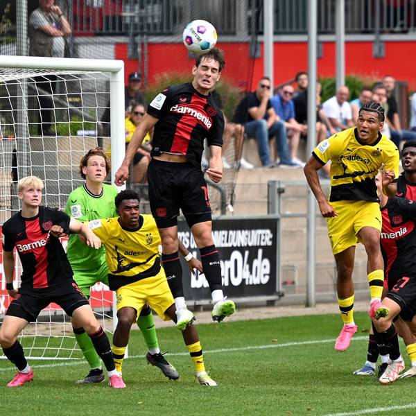 13.08.2023, Fussball-U19-Bayer 04-Dortmund
mitte: David Widlarz (Bayer)
Foto: Uli Herhaus